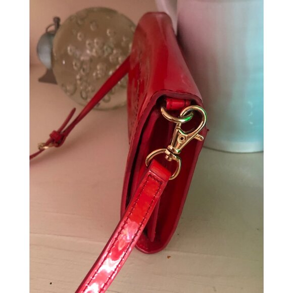 TORY BURCH Patent Leather Reva Red Shoulder Crossbody Bag - Picture 4 of 14